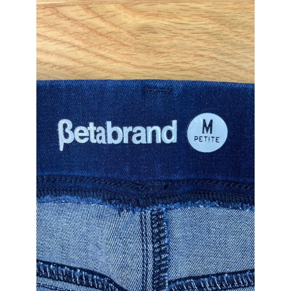 *Betabrand Dark Wash Elastic Waistband Pull On Womens PM Straight Leg Yoga Jeans - Picture 3 of 5